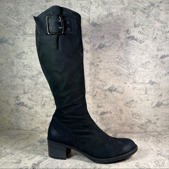 Paul Green Shoes - Paul Green Women's Black Suede Leather Buckle Zippered Tall Boots